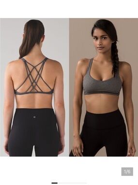 Lululemon free to be Zen Heather, charcoal gray sports bra